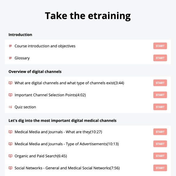 screenshot course menu from etraining