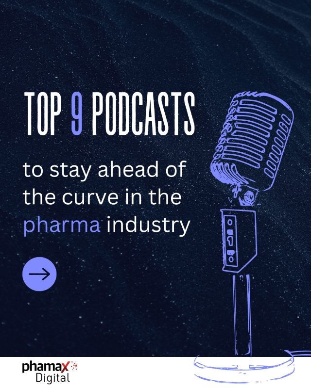 Cover of a pdf listing the top 9 pharmaceutical podcasts