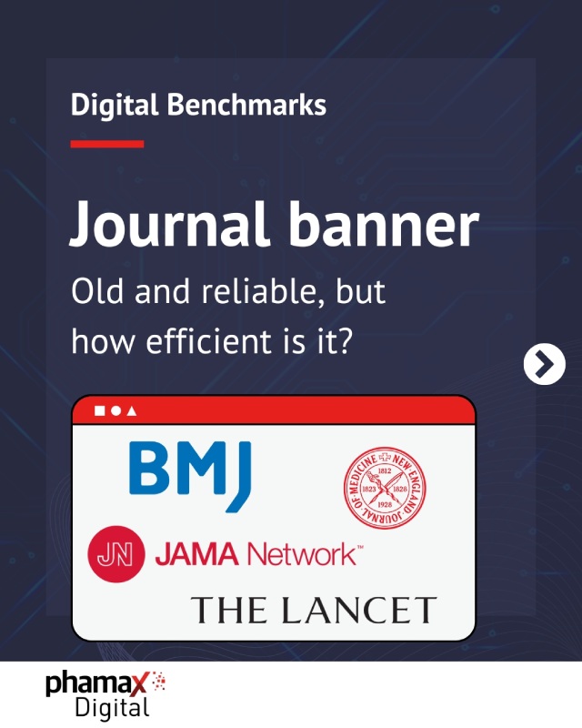 Cover of a pdf about benchmarks for journal banners in pharma